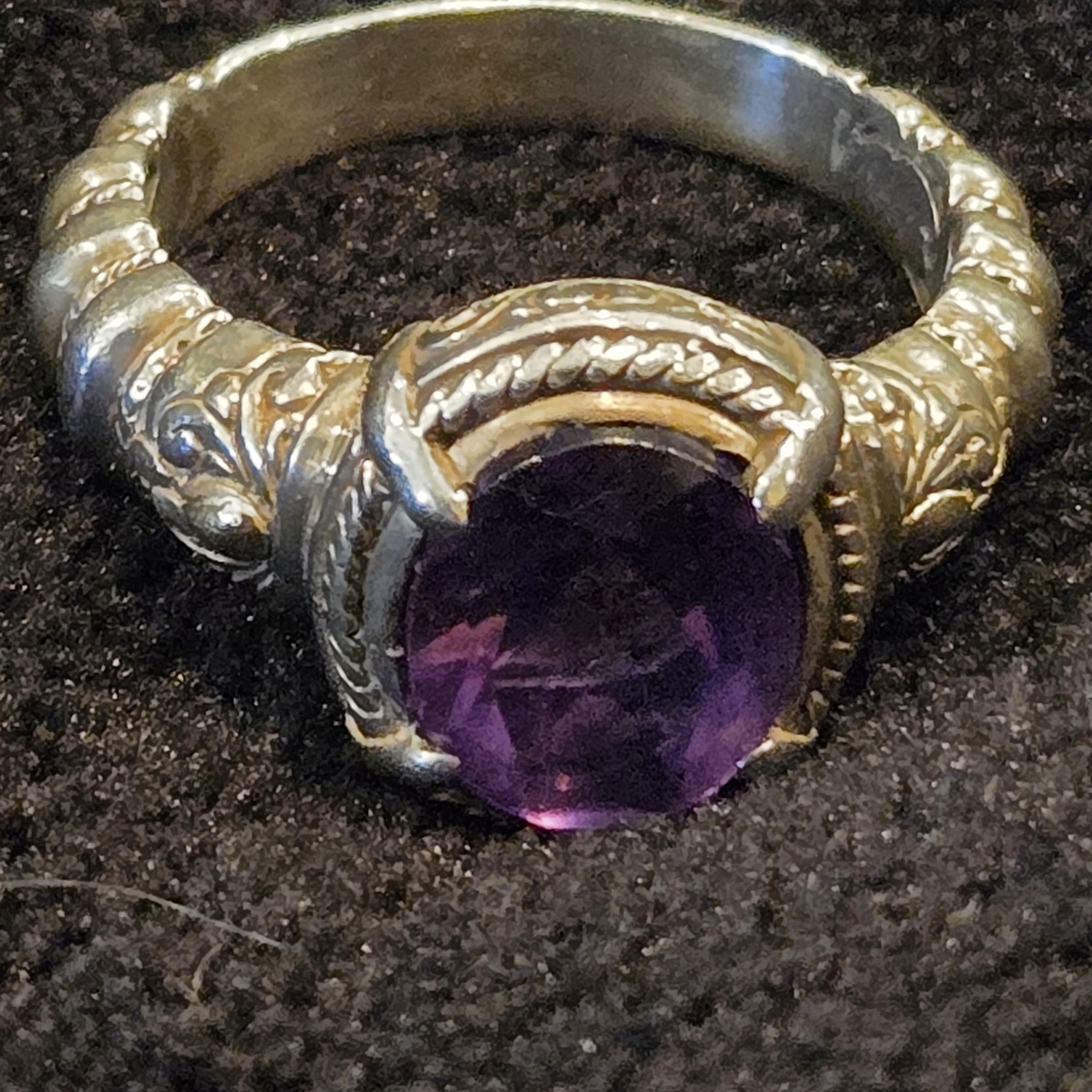 Robert Manse 18k & 925 Sterling Silver Amethyst Gemstone Ring Vintage
